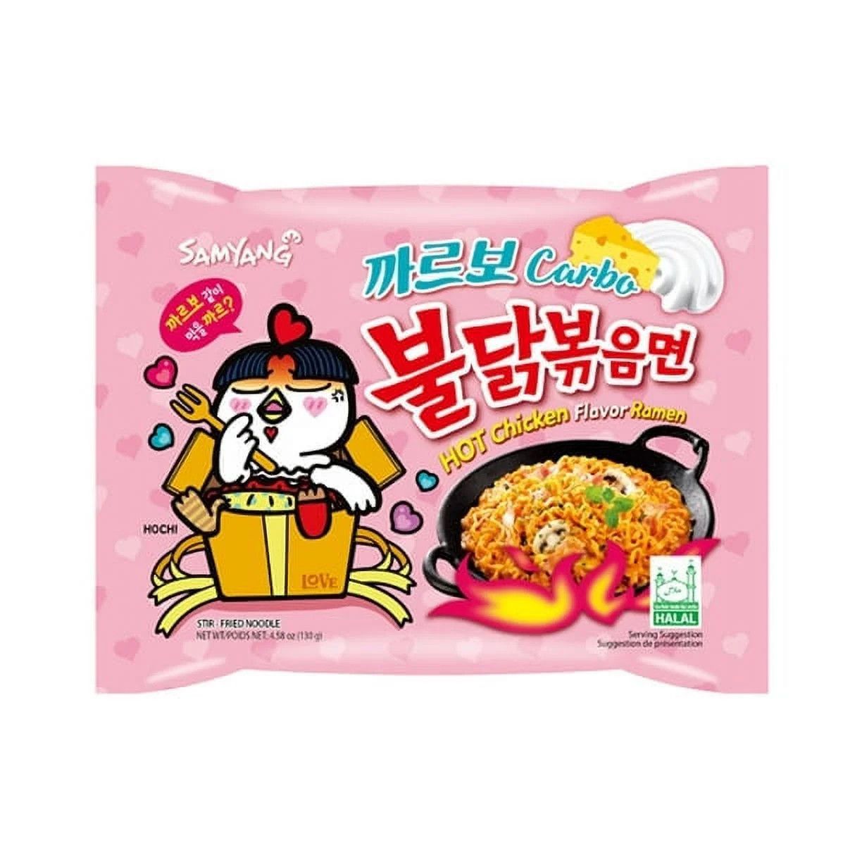 Korean Buldak Noodles Carbonara Hot Chicken Flavor 4.58 oz, Single