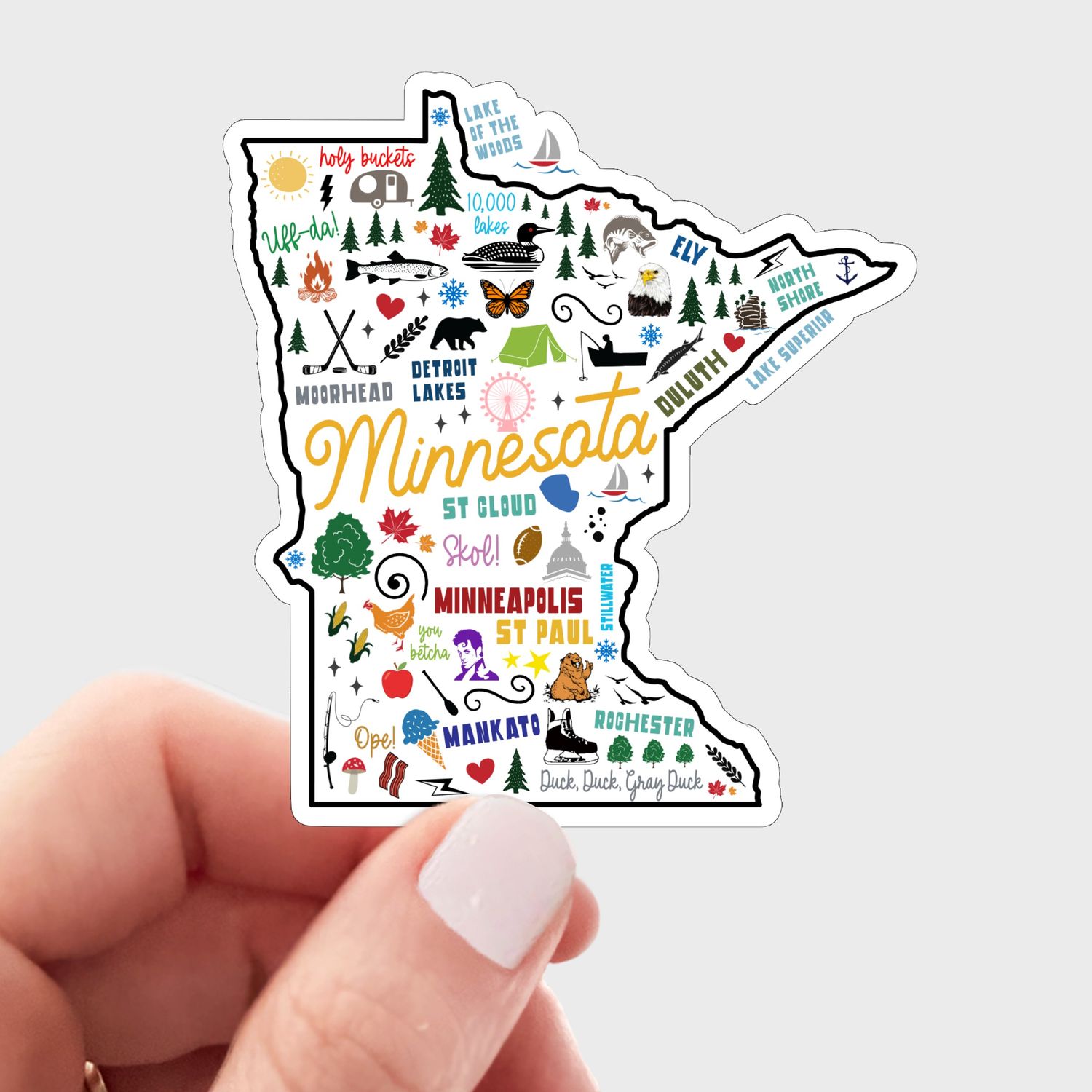 Minnesota Map Sticker - midwest, local, homegrown, roots | Yarnival