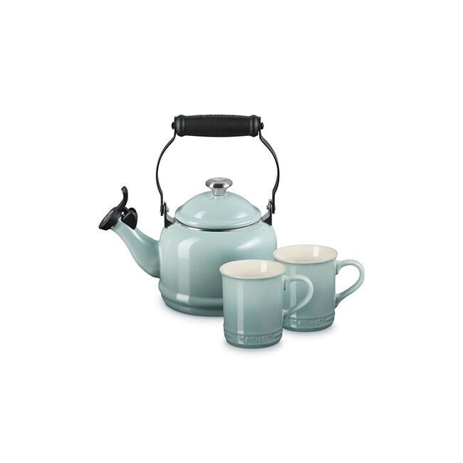Demi  Kettle w/ SS Knob &amp; 2 Mug Set - White  | Le Creuset