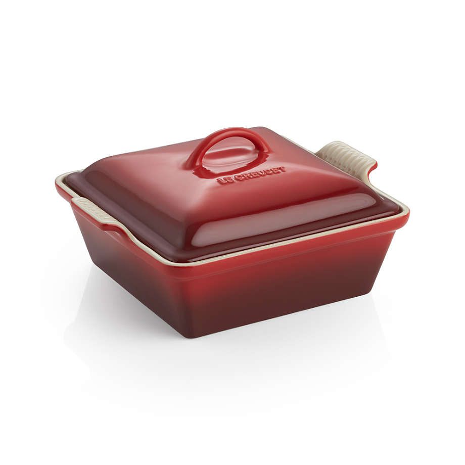 Heritage Covered Square Casserole - Cerise 2.5 qt. (9") | Le Creuset