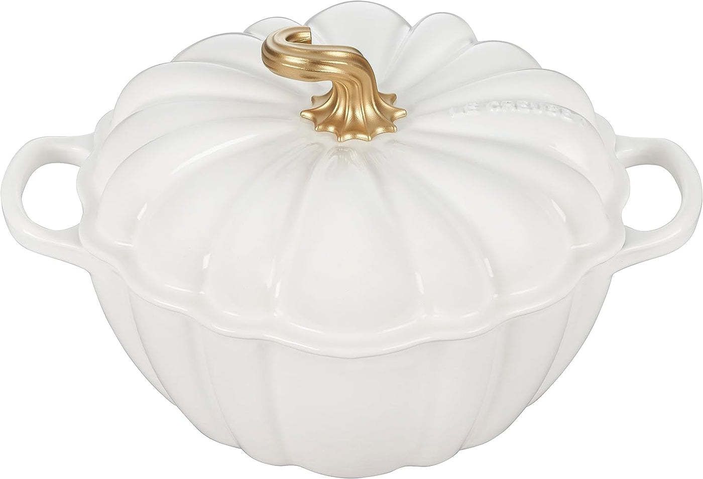 Cocotte - White w/ Gold Figural Knob 4 qt. Figural Pumpkin | Le Creuset