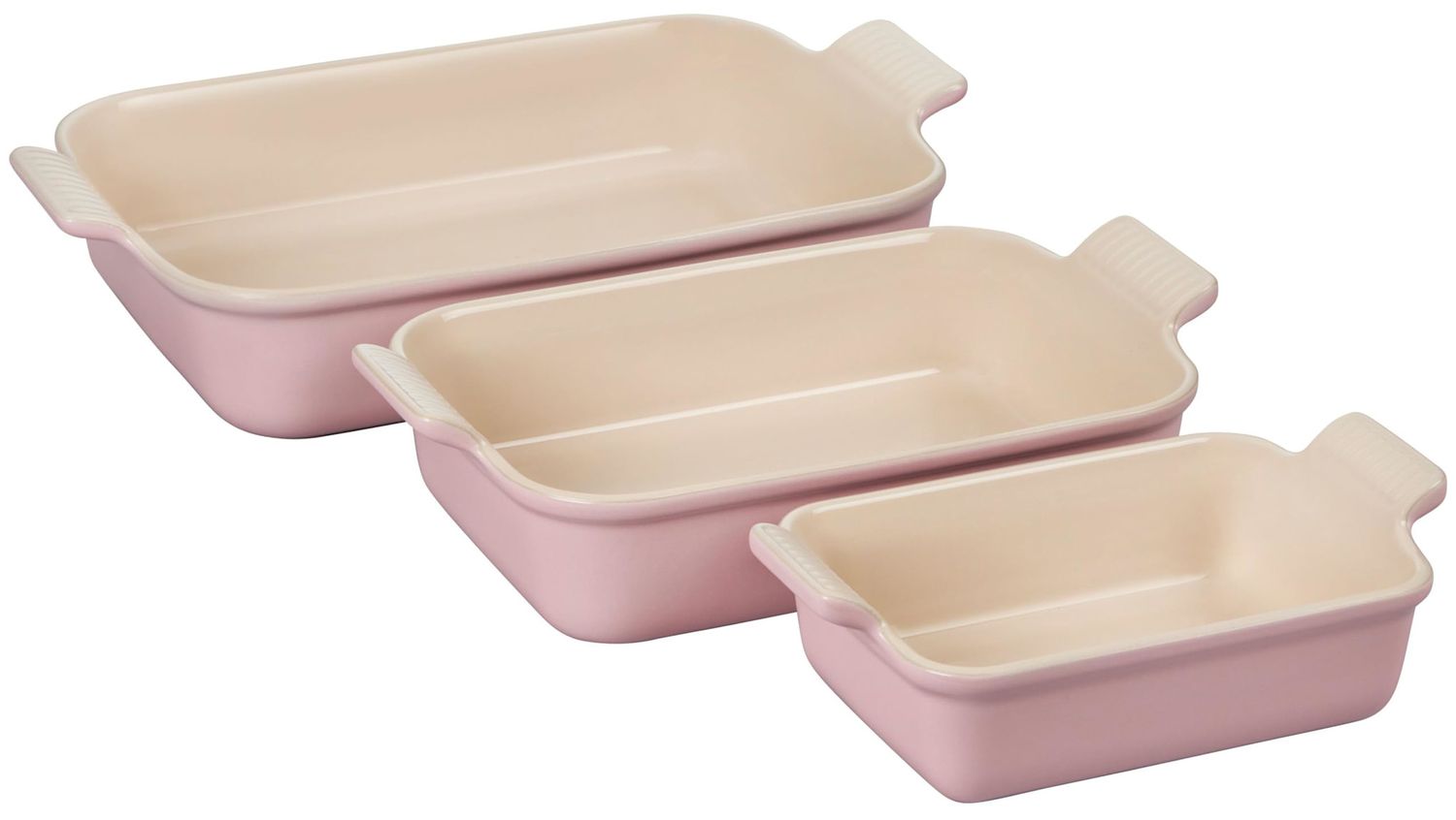 Heritage Set of 3 Rectangular Dishes - Chiffon Pink 1.1 qt., 2.5 qt. &amp; 4 qt. | Le Creuset