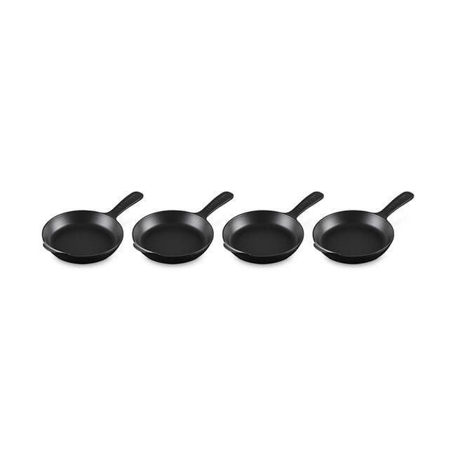 Set of 4 Mini Skillet 1/3 QT Matte Black  | Le Creuset