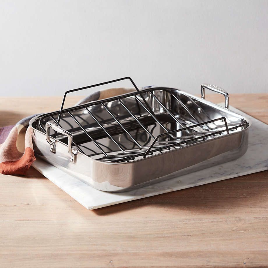 SS Classic Rectangular Roaster &amp; Rack 17 In  | Le Creuset