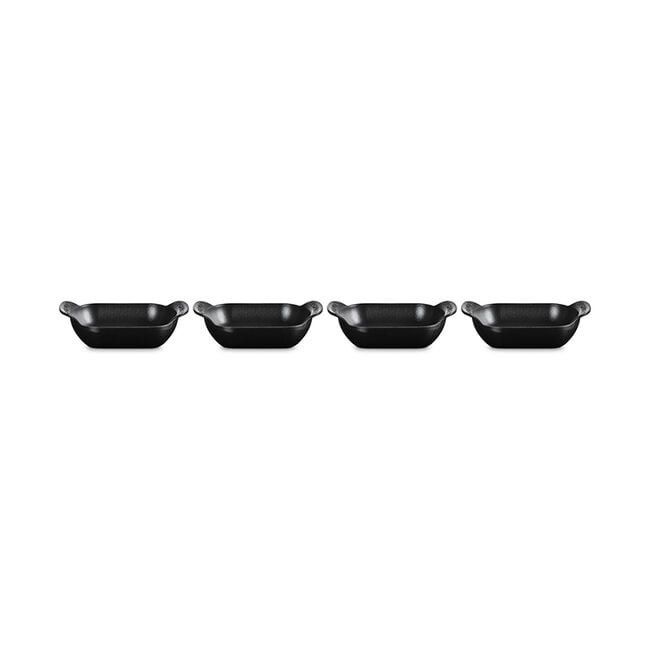 Set of 4 Mini Rectangular Baker 1/3 QT Matte Black  | Le Creuset