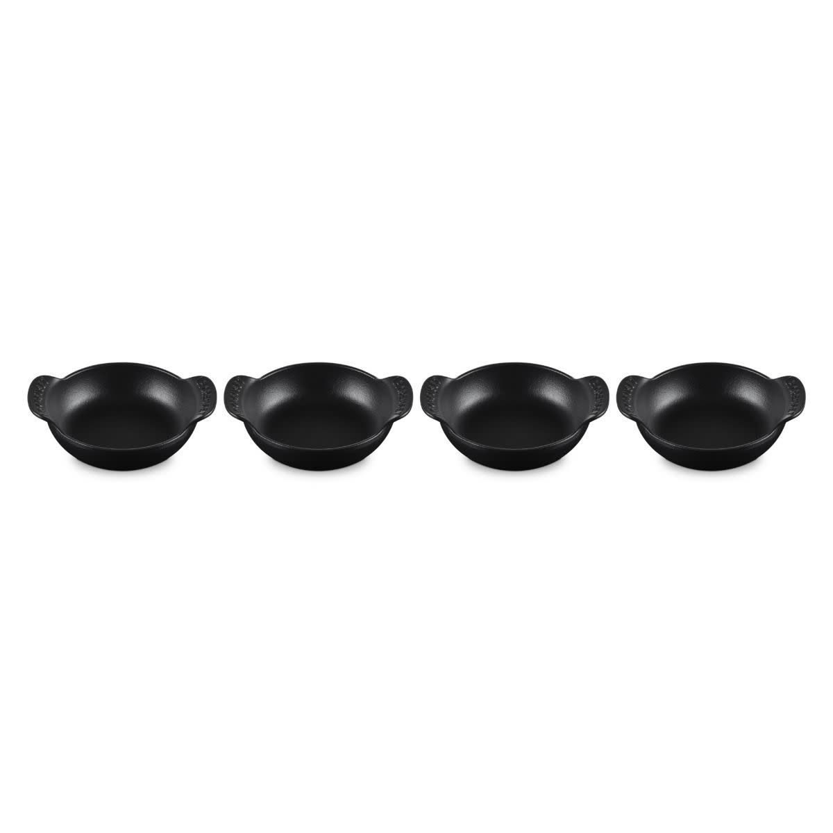Set of 4 Mini Round Braiser Base 1/3 QT Matte Black  | Le Creuset