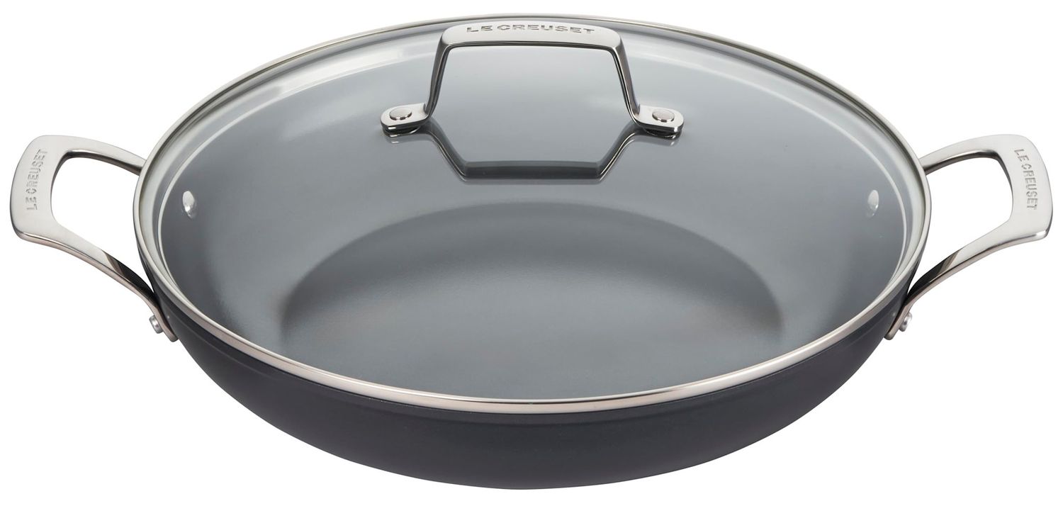 Essential Non-Stick Ceramic Shallow Braiser with Glass Lid 3.9 Qt  | Le Creuset