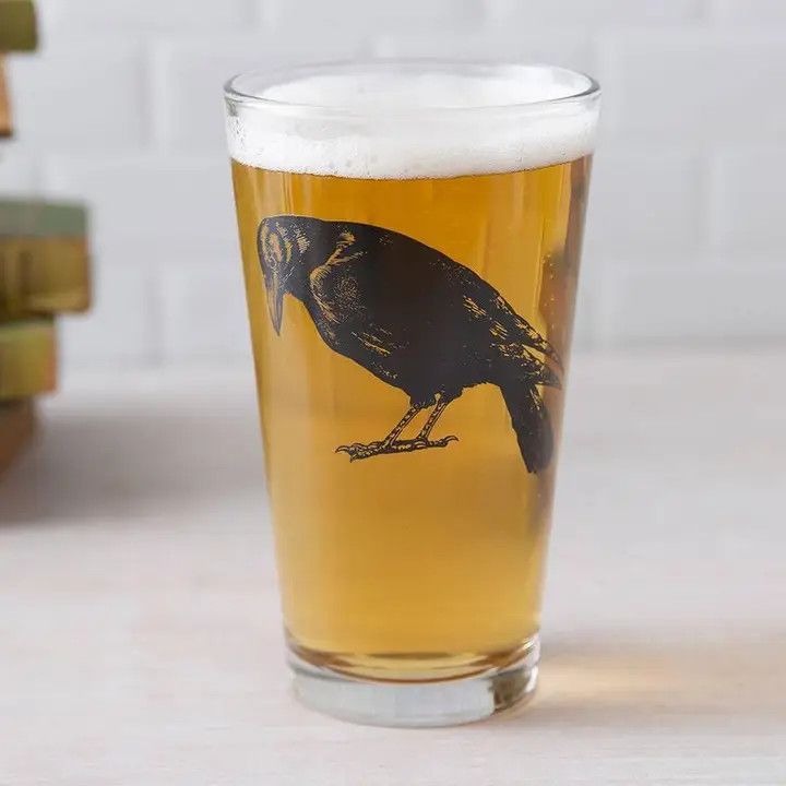 Crow Pint Glass - Unique Beer Glass for Bird Lovers