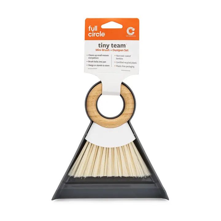 Tiny Team Mini Broom and Dustpan, Gray/White