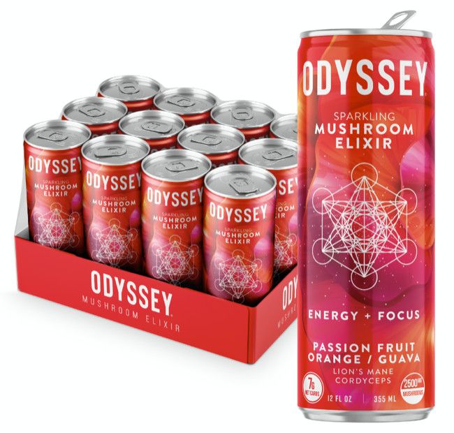 Passion Fruit Orange Guava 85mg Sparkling Mushroom Energy | Odyssey Elixir