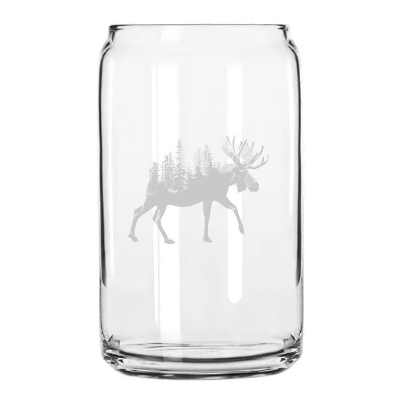 Moose Tree Line Engraved Can Glass | Northern Goods