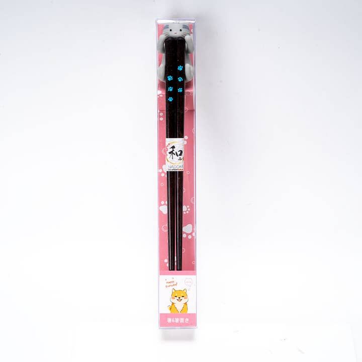 Gray Cat Chopsticks and Chopsticks Rests Gift Set (20/200)