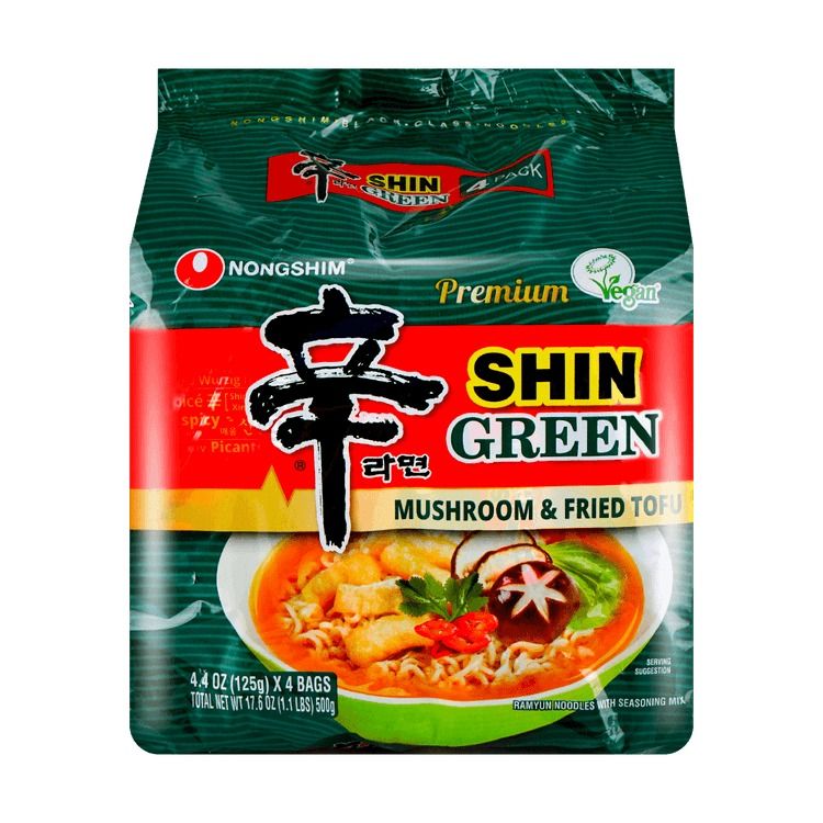 Premium Shin Green Ramyun - Mushroom And Tofu, 17.63 oz | Yami
