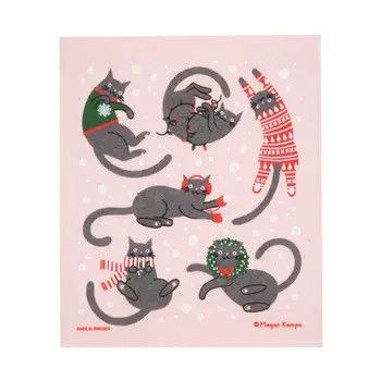 Swedish Dishcloth - MK Christmas Cats