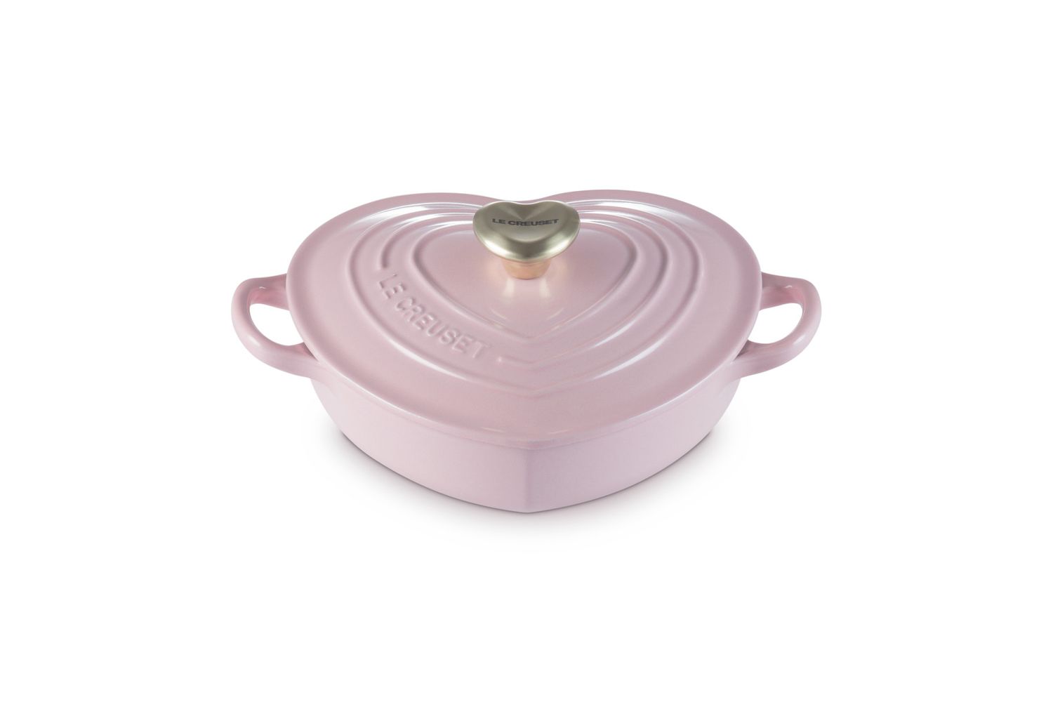 Traditional Heart Dish 1.25 Qt Chiffon Pink Light Gold Heart | Le Creuset