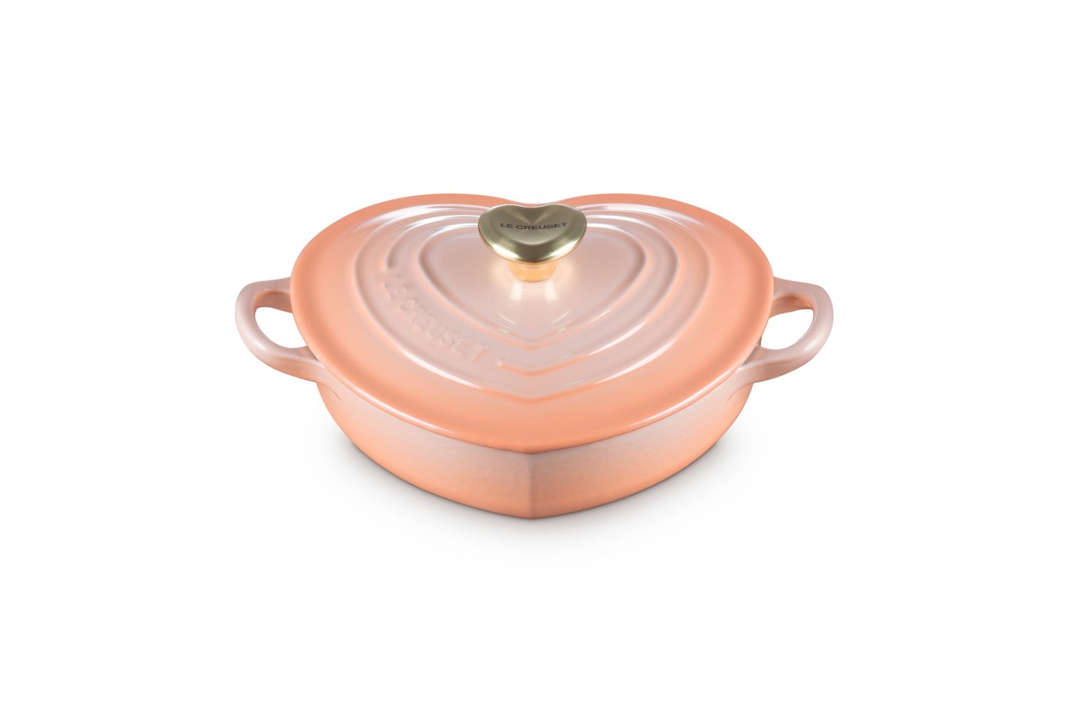Traditional Heart Dish 1.25Qt Peche Light Gold Heart Knob | Le Creuset