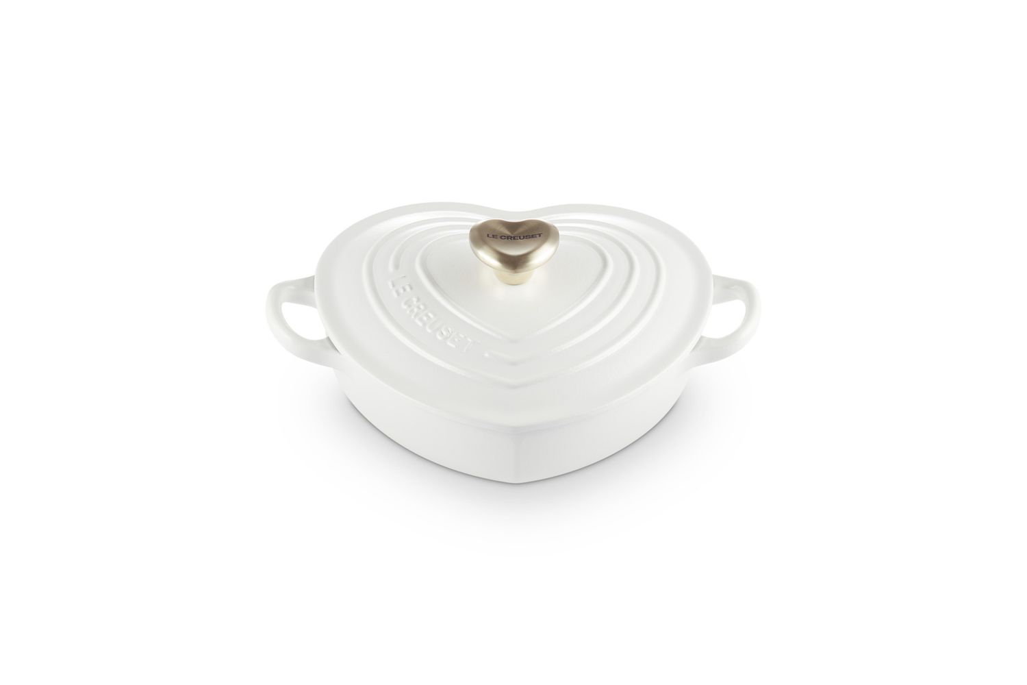 Traditional Heart Dish 1.25Qt White Light Gold Heart Knob | Le Creuset