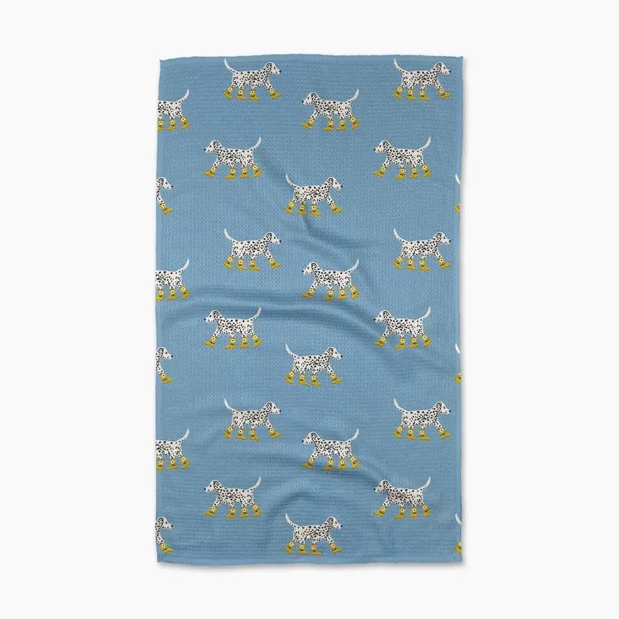 Dalmatian In Boots Blue Tea Towel | Geometry