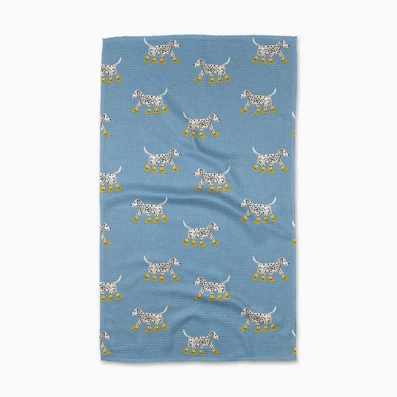 Dalmatian In Boots Blue Tea Towel | Geometry