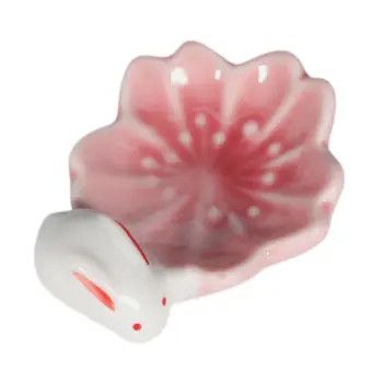 Sakura Rabbit Porcelain Chopsticks Rest 2"L Pink (12/288) | Urban Tokyo