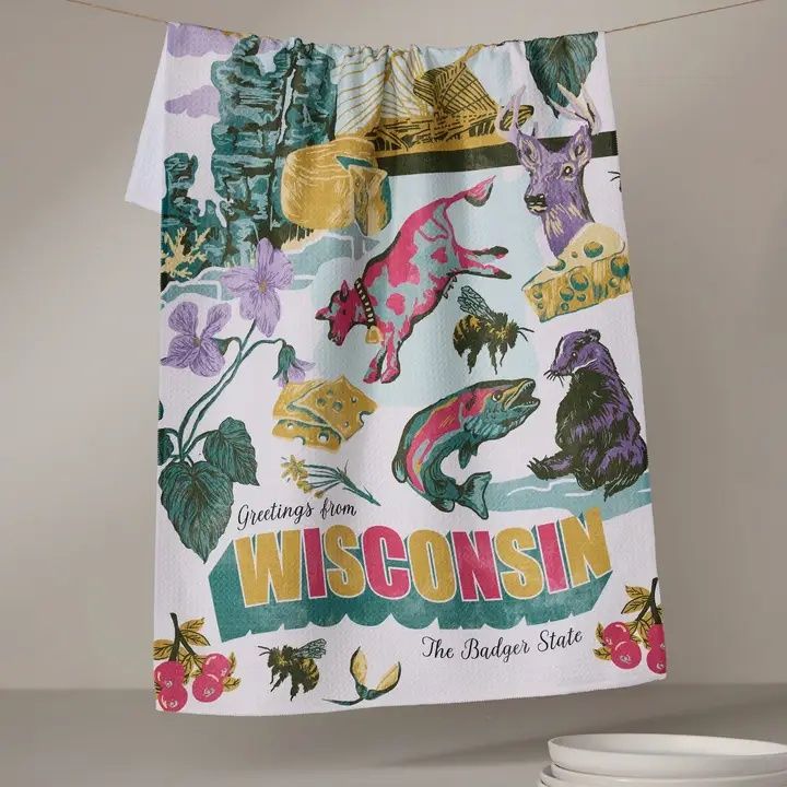 Greetings From Wisconsin Tea Towel