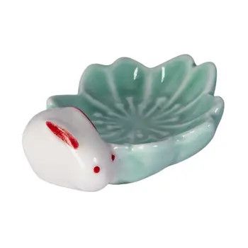 Sakura Rabbit Porcelain Chopsticks Rest 2"L Green (12/288)
