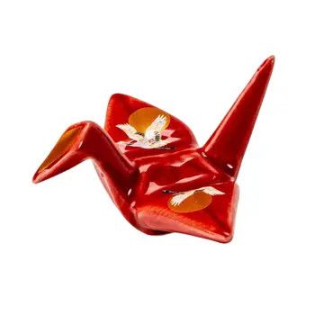 Origami Crane Porcelain Chopsticks Rest 2"L Moon Crane Red (12/288)