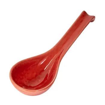 6"L Mino Ware Porcelain Soup Spoon Red JP (10/240) | Urban Tokyo