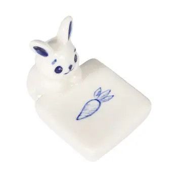 Rabbit and Carrot Porcelain Chopsticks Rest 1.75"L | Urban Tokyo
