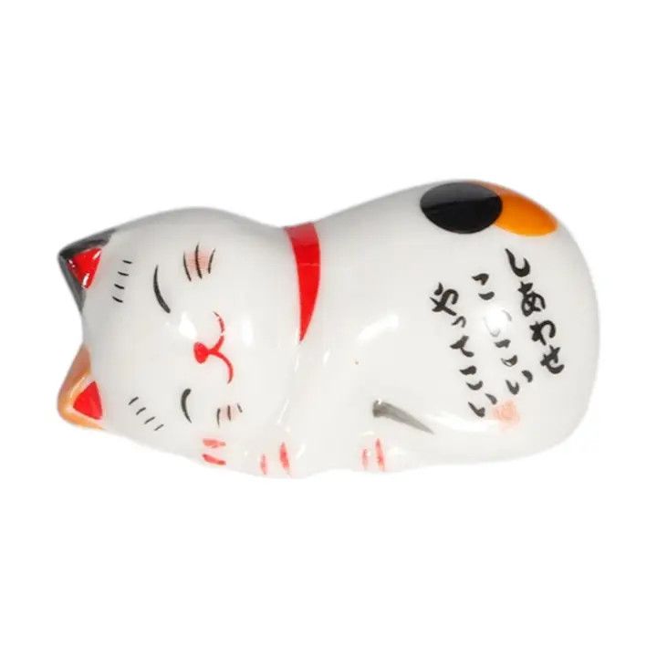 Lucky Cat Porcelain Chopsticks Rest 2"L (12/288) | Urban Tokyo