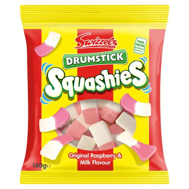 Swizzels Drumstick Squashies Original Raspberry &amp; Milk 140g (UK)