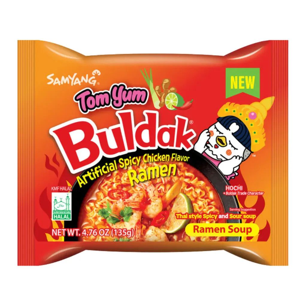 Buldak Noodles Spicy Tomyum Hot Chicken Flavor Stir-Fried Ramen, Single