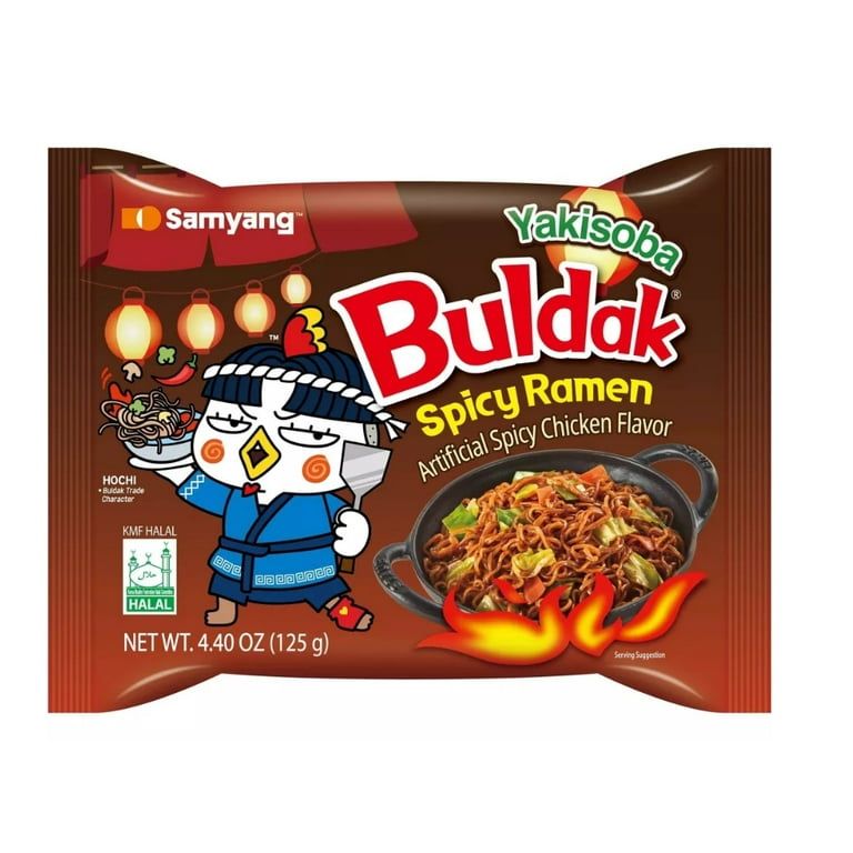 Yakisoba Buldak Spicy Ramen , Artificial Spicy Chicken Flavor - Japanese Style Stir-Fried Instant Noodles, Single