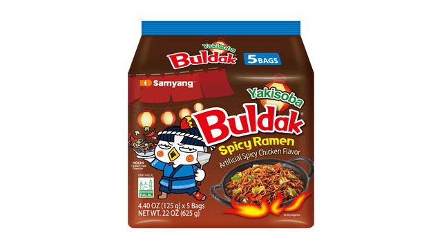 Yakisoba Buldak Spicy Ramen, Artificial Spicy Chicken Flavor - Japanese Style Stir- Fried Instant Noodles, 22 o
