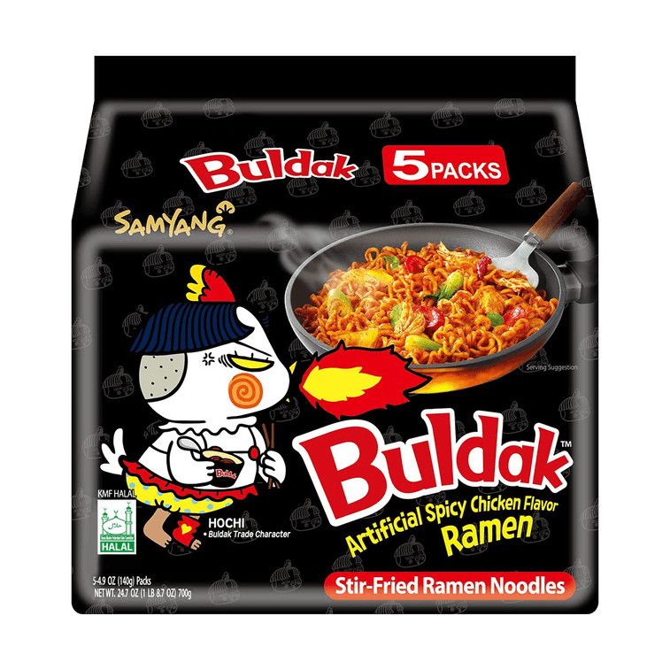 Korean Buldak Noodles Stir- Fried Ramen - Hot Chicken Flavor, 4.94 oz, Single Pack