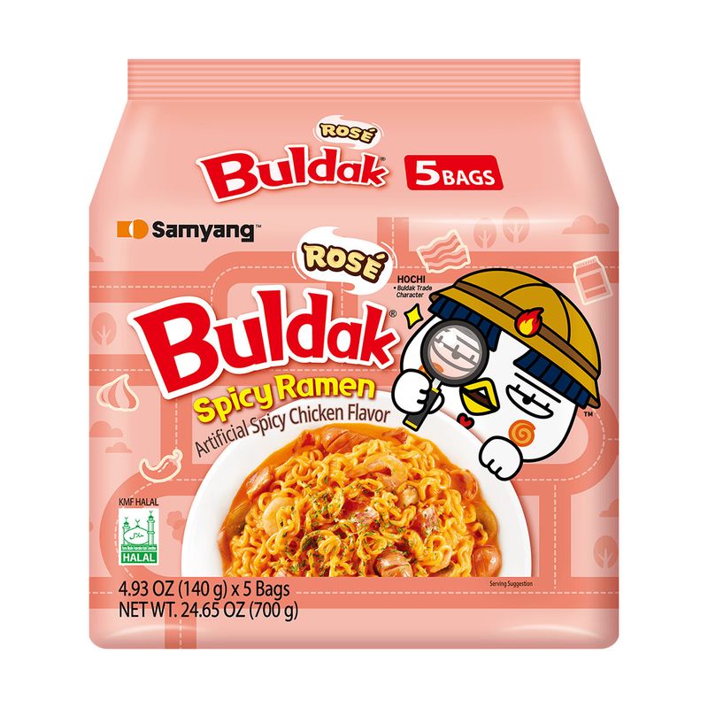 Samyang Rose Buldak Spicy Ramen, Artificial Spicy Chicken Flavor, Single Pack 4.93 oz.