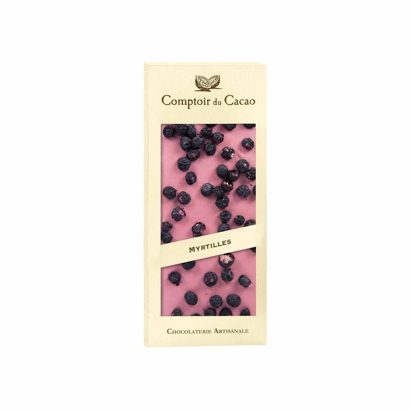 Comptoir du Cacao Ruby chocolate bar w/ blueberries