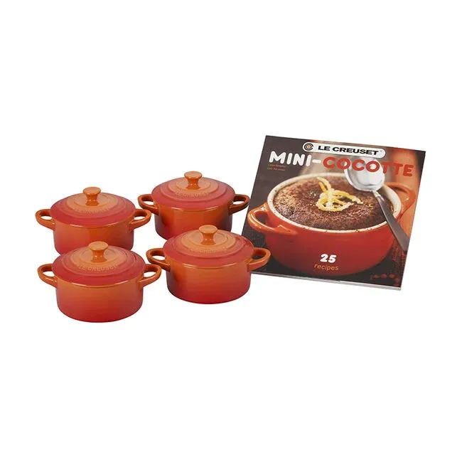 5-Piece Mini Round Cocotte and Cookbook Set Flame | Le Creuset
