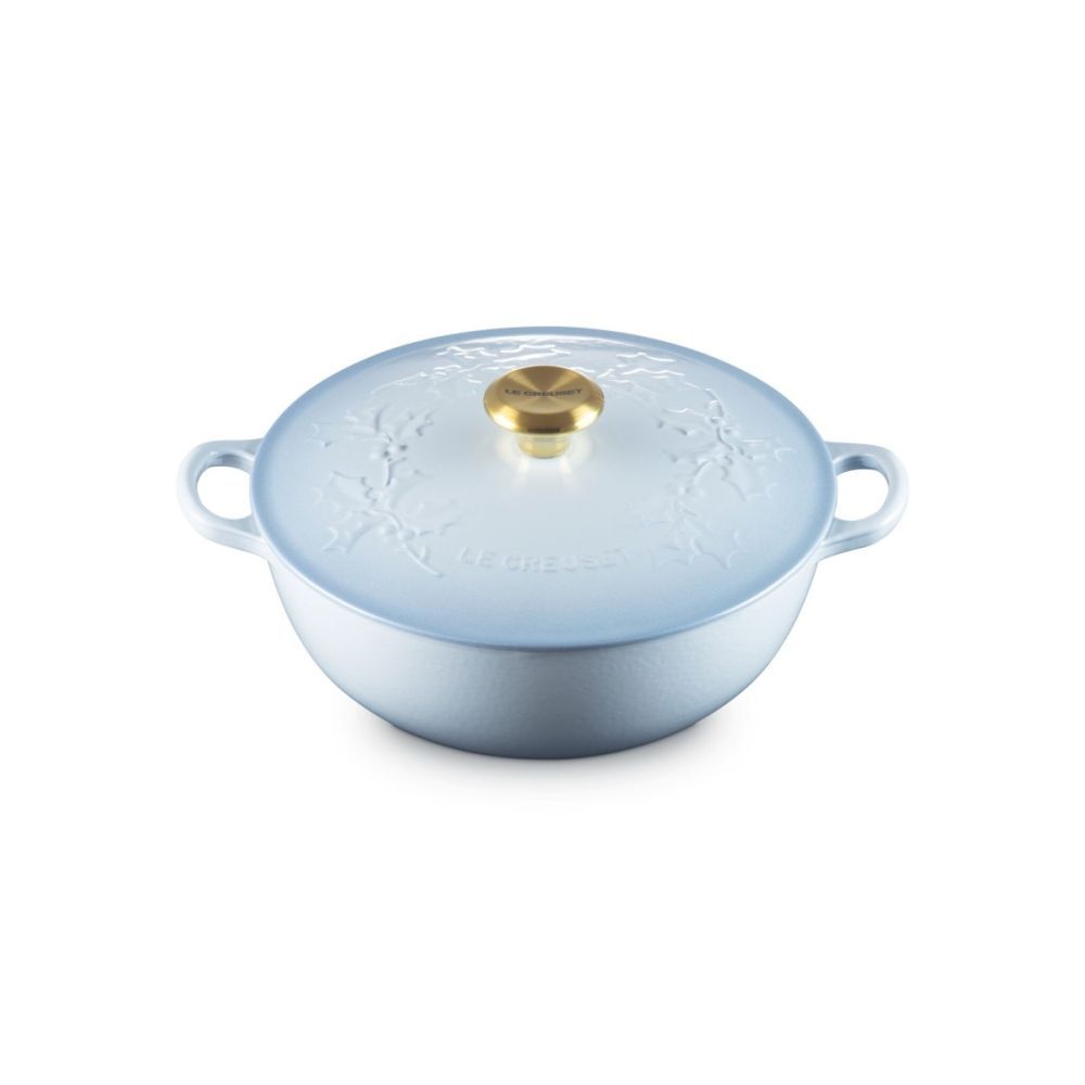 Holly Traditional Round Chef's Oven with Gold Knob - Coastal Blue | Le Creuset