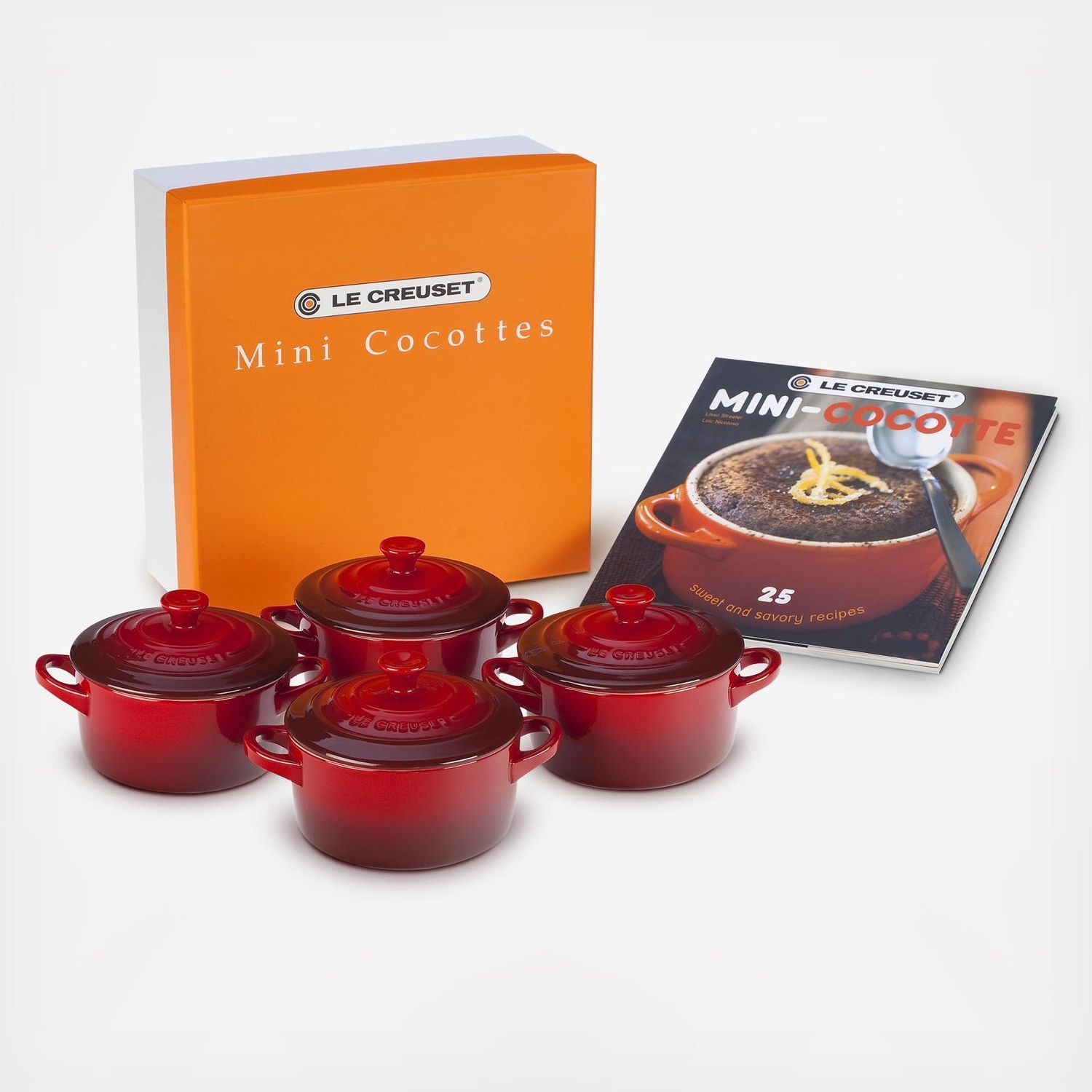 5-Piece Mini Round Cocotte and Cookbook Set Cerise | Le Creuset