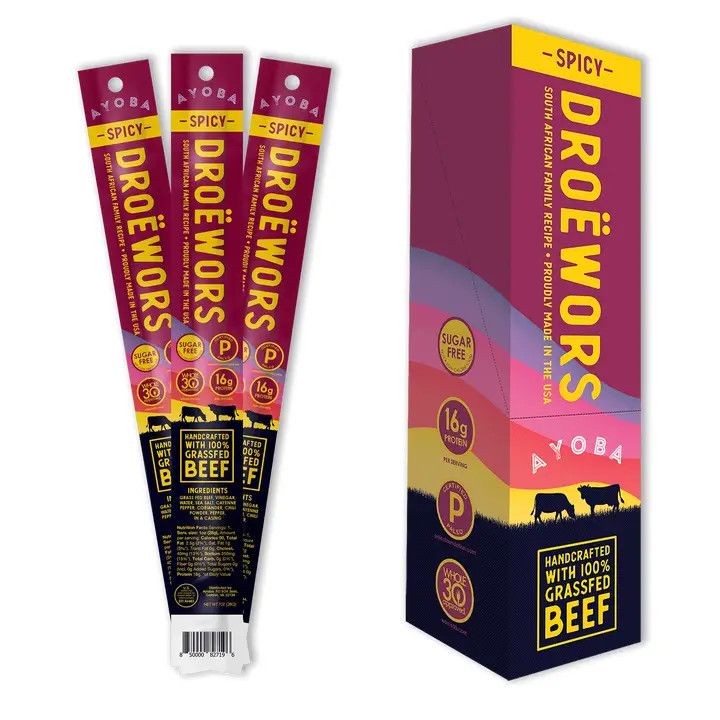 Spicy Grass Fed Beef Droewors Meat Sticks 1oz | Ayoba