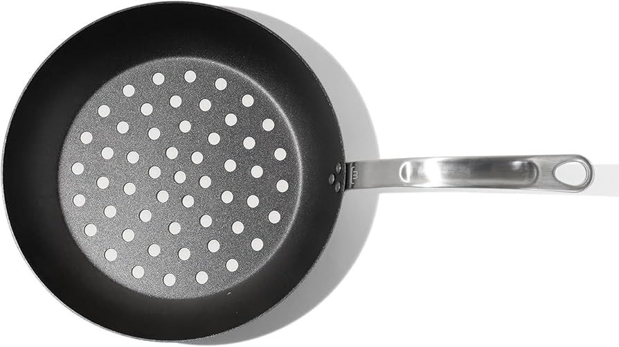 Carbon Steel 12" Grill Fry Pan (Seasoned) - Single Long Handle | Made In