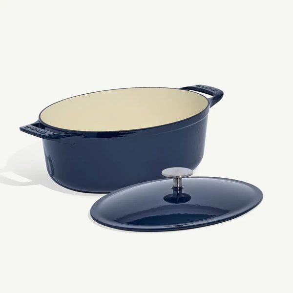 Enameled Cast Iron 7.5 qt. Oval Dutch Oven - Harbour Blue | Made In