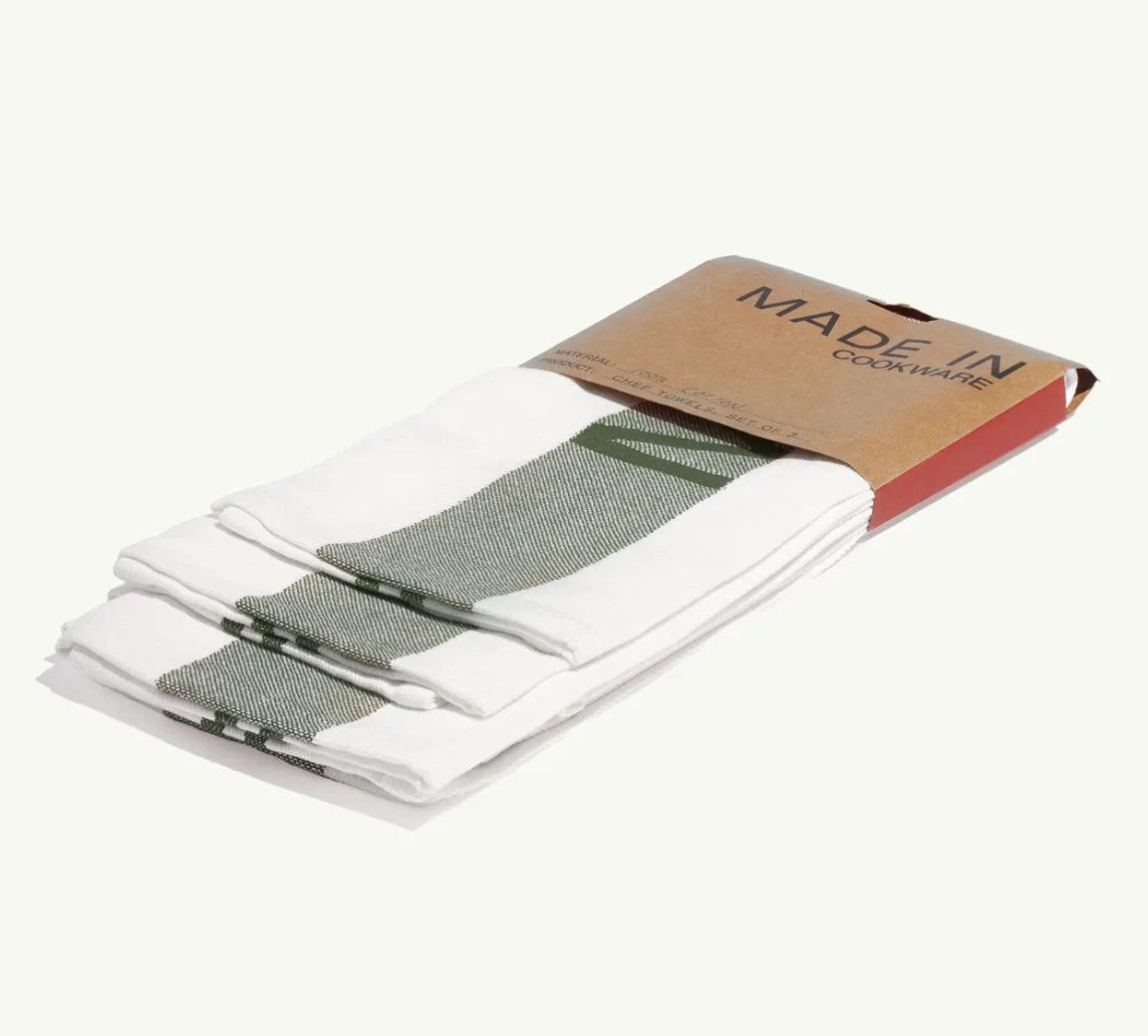 3 Pack Chef Towels - White &amp; Olive | Made In