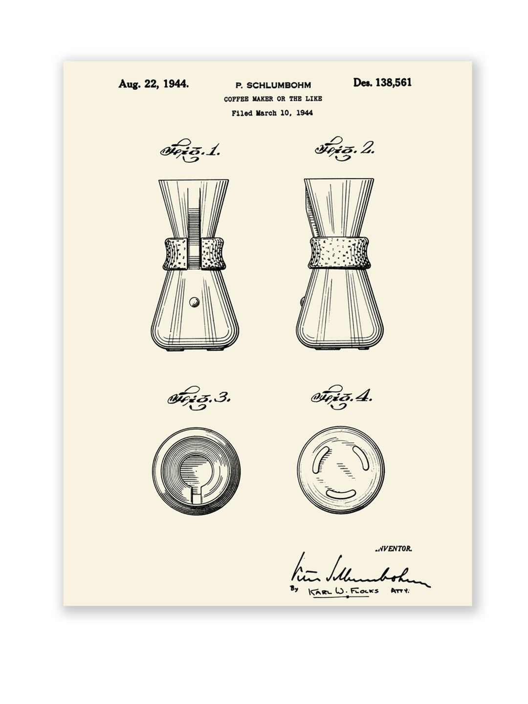 Patent Poster 3 Coffeemaker 1944
