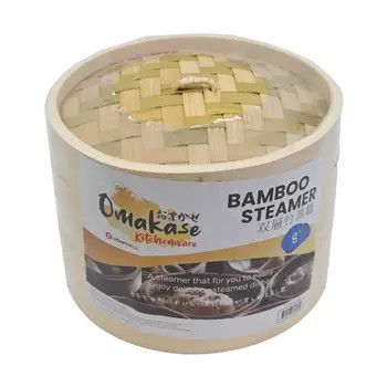 8"D Bamboo Steaming Basket w/ Lid (1/24)