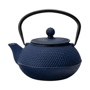 Navy Blue Hobnail Design 27oz Cast Iron Tea Pot (1/8)