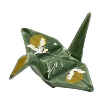 Origami Crane Porcelain Chopsticks Rest 2"L Moon Crane Green (12/288)