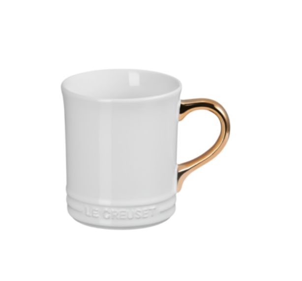Vancouver Mug Gold Handle 14Oz White  | Le Creuset