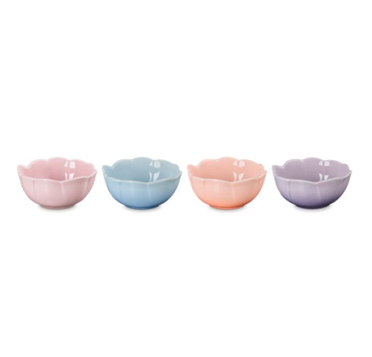 S/4 Petal Mini Bowls, Mixed Set (Coastal Blue, Provence, Chiffon Pink, Peche) n/a | Le Creuset